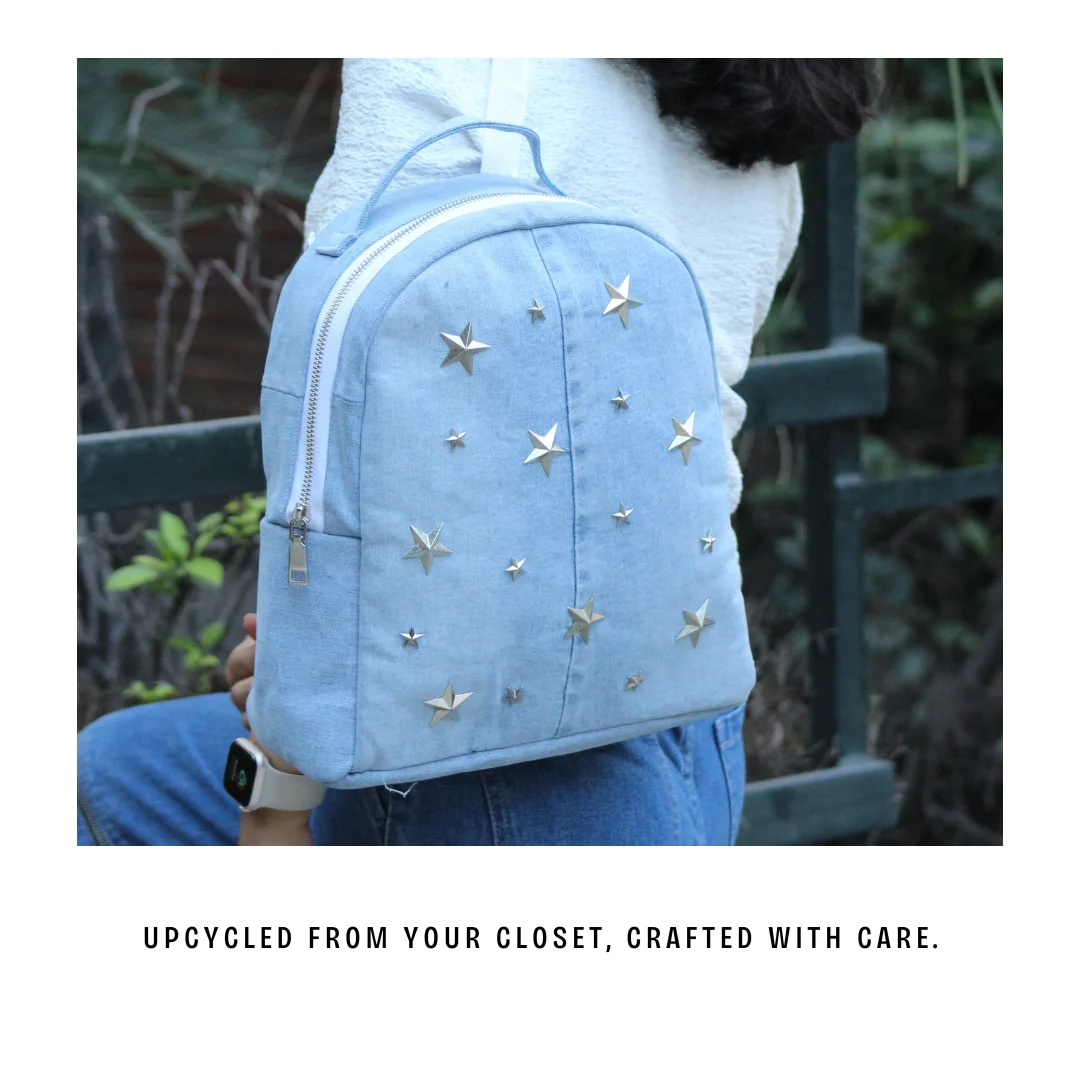 Embellished Denim Mini Backpack