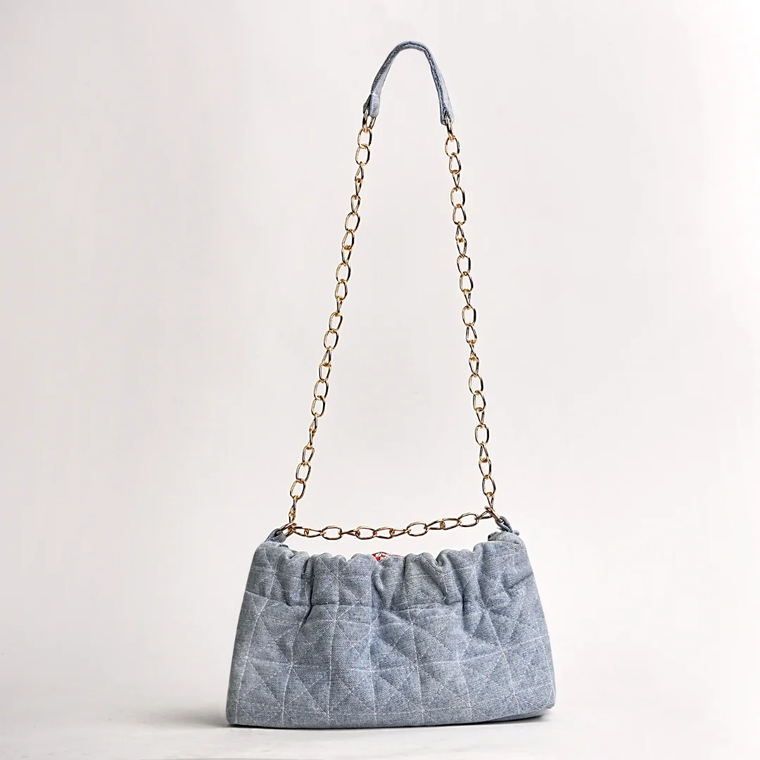Soft Fold Quilted Denim Bag
