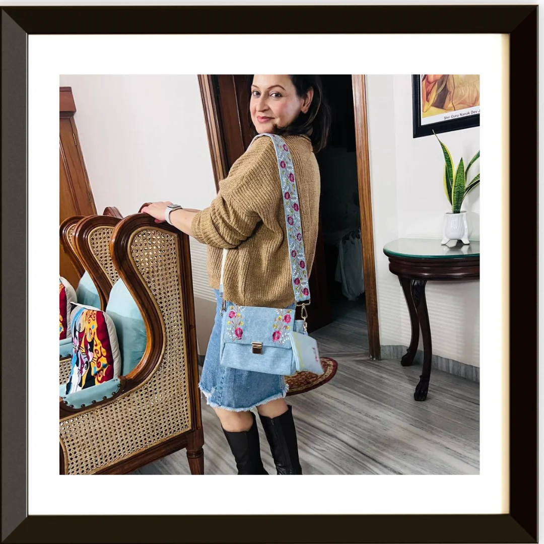 Upcycled Denim Floral Harmony Handbag