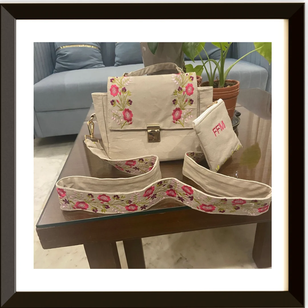 Upcycled Denim Floral Harmony Handbag