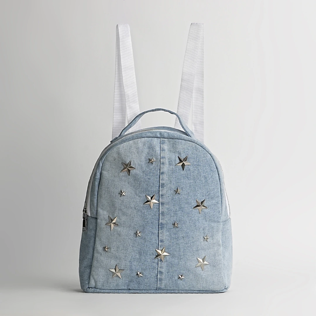 Embellished Denim Mini Backpack